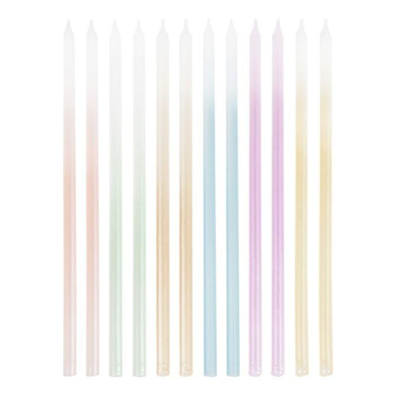 Pastel Ombre Tall Cake Candles (12 Pack)