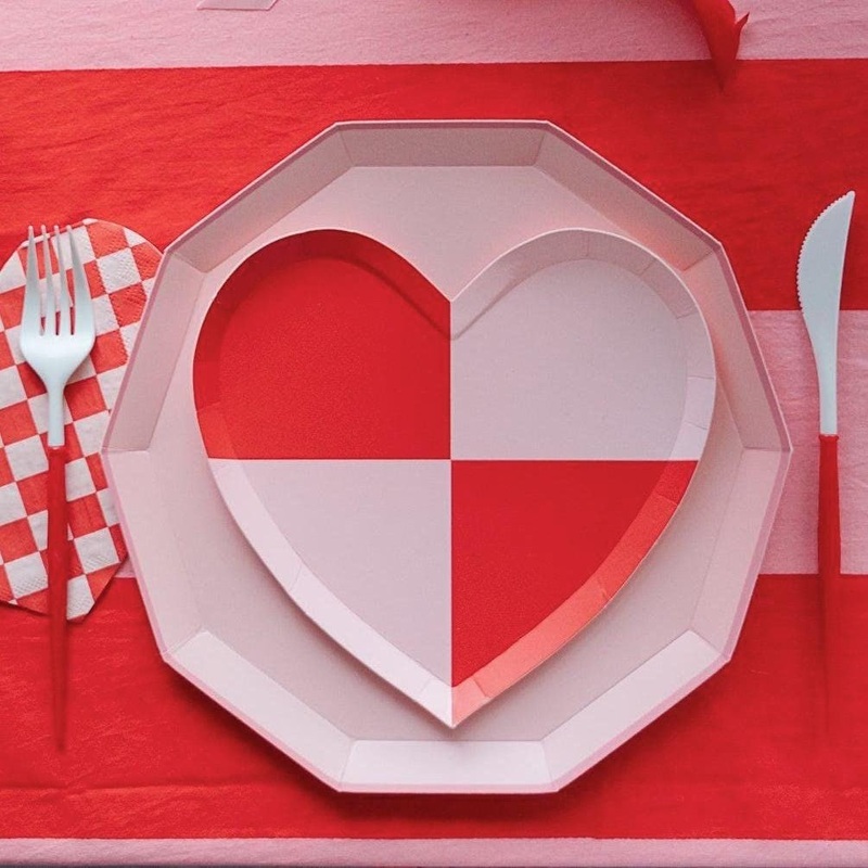 Pink & Red Heart Cake Plates