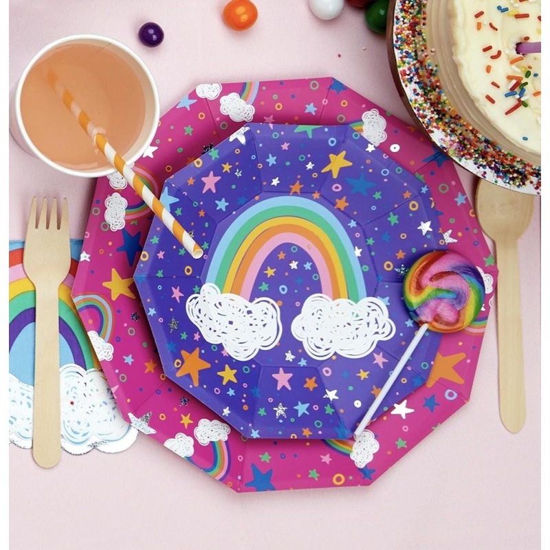 Purple Rainbow Cake Plates 10ct