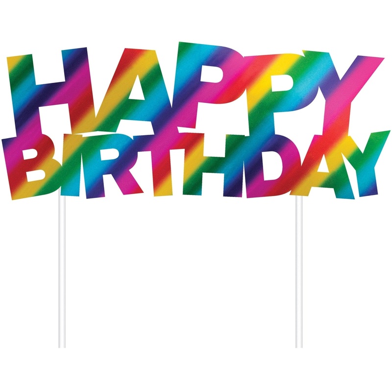 Rainbow "Happy Birthday" Cake Topper