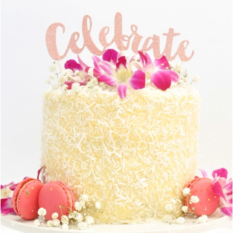 Rose Gold "Celebrate" Cake Topper