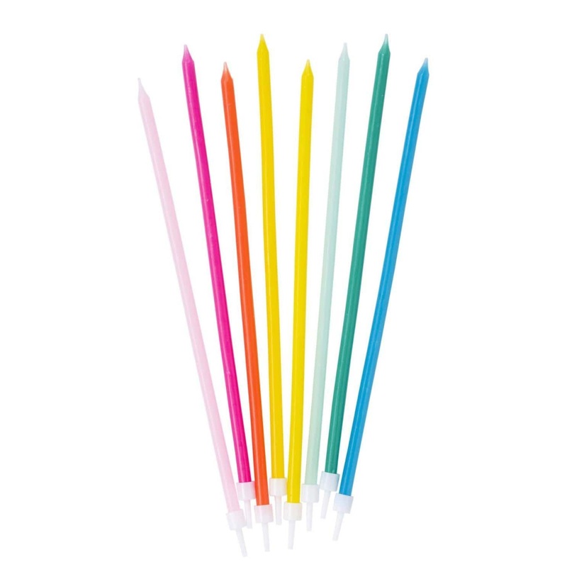 Tall Cake Candles - Rainbow (16 Pack)