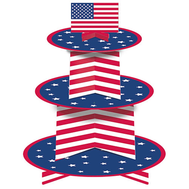 12 x 14.5 Patriotic 3-Tier Cupcake Stand (1 Count) - Amscan