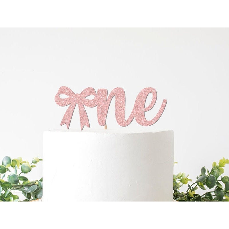 1st Birthday One with Bow Cake Topper