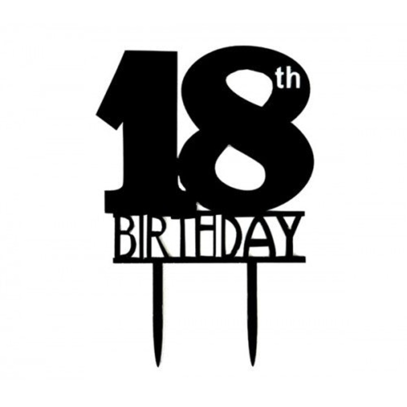 ACRYLIC CAKE TOPPER 18TH - BLACK