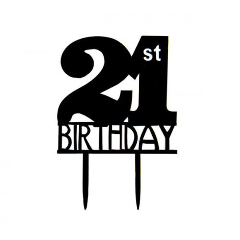 ACRYLIC CAKE TOPPER 21ST - BLACK