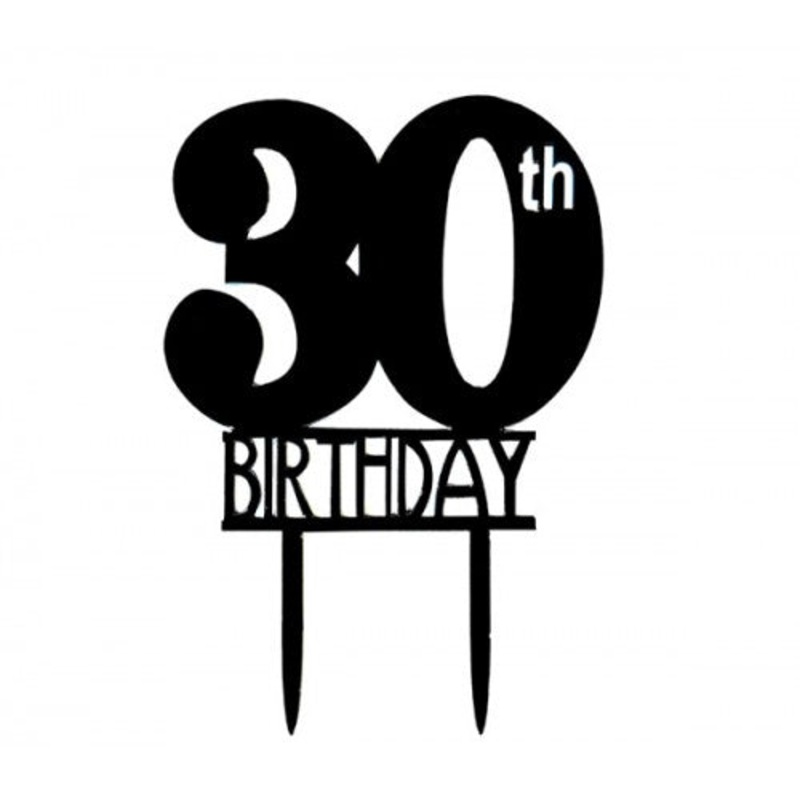 ACRYLIC CAKE TOPPER 30TH - BLACK