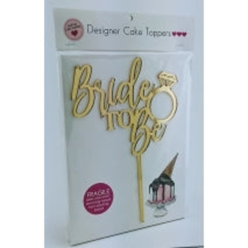 Acrylic Cake Topper - BRIDE TO BE (Gold)