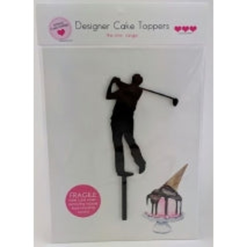 Acrylic Cake Topper - GOLF SILHOUETTE (Black)