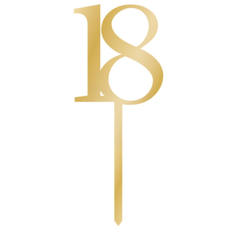 Cake Topper Pick 18 Gold Acrylic