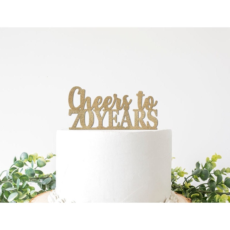 Cheers to 70 Years Glitter Cake Topper