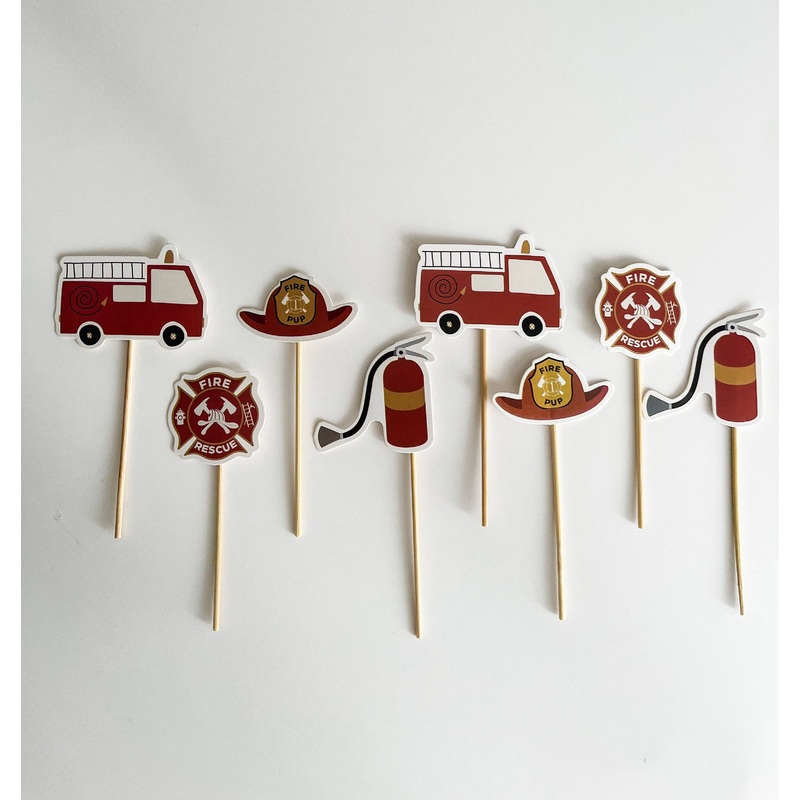 Fire Truck Cupcake Toppers 8pk.