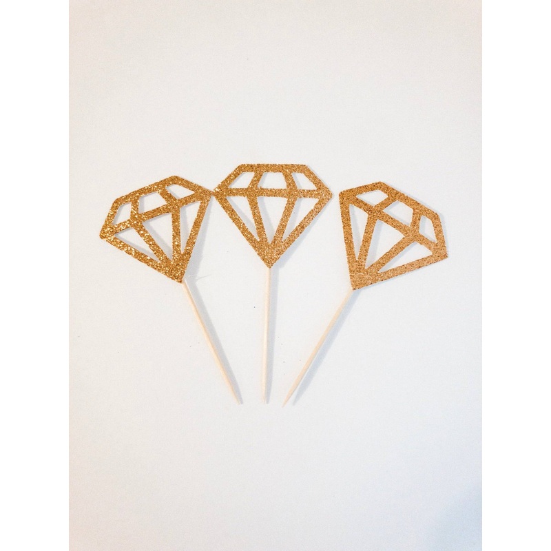 Glitter Diamond Donut/ Cupcake Toppers