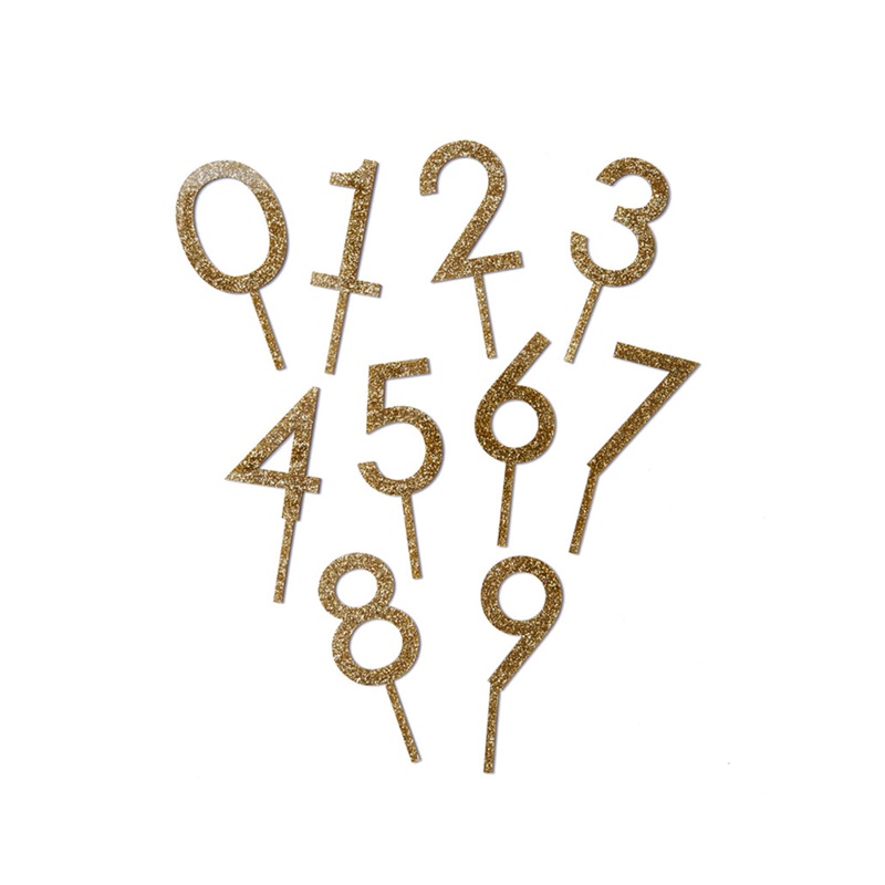Gold Glitter Number Cake Topper