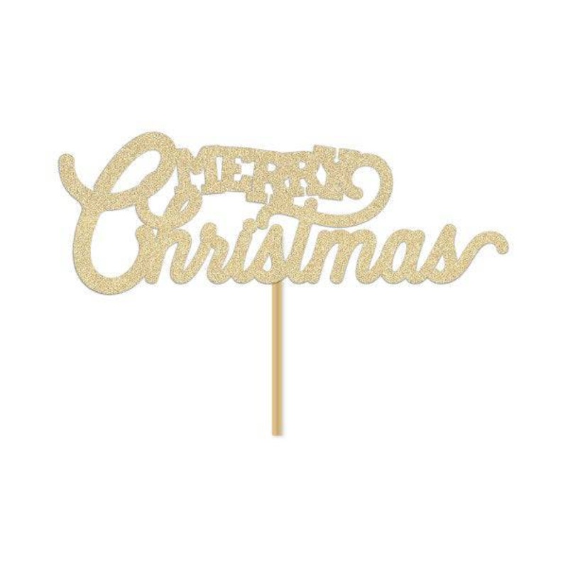 Merry Christmas Cake Topper Gold