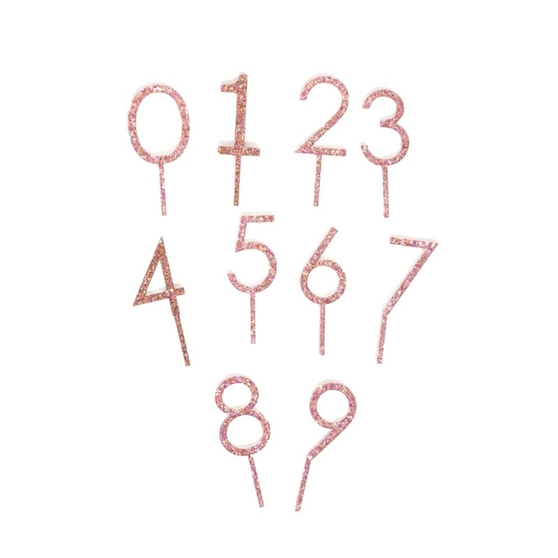 Sparkly Pink Number Cake Topper