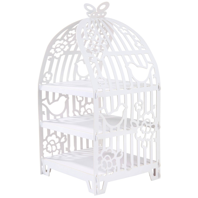 White Birdcage 3 Tier Cake Stand S6052