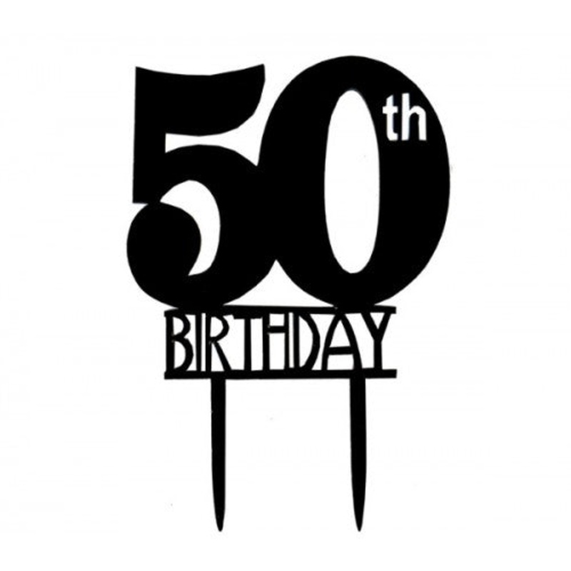 ACRYLIC CAKE TOPPER 50TH - BLACK
