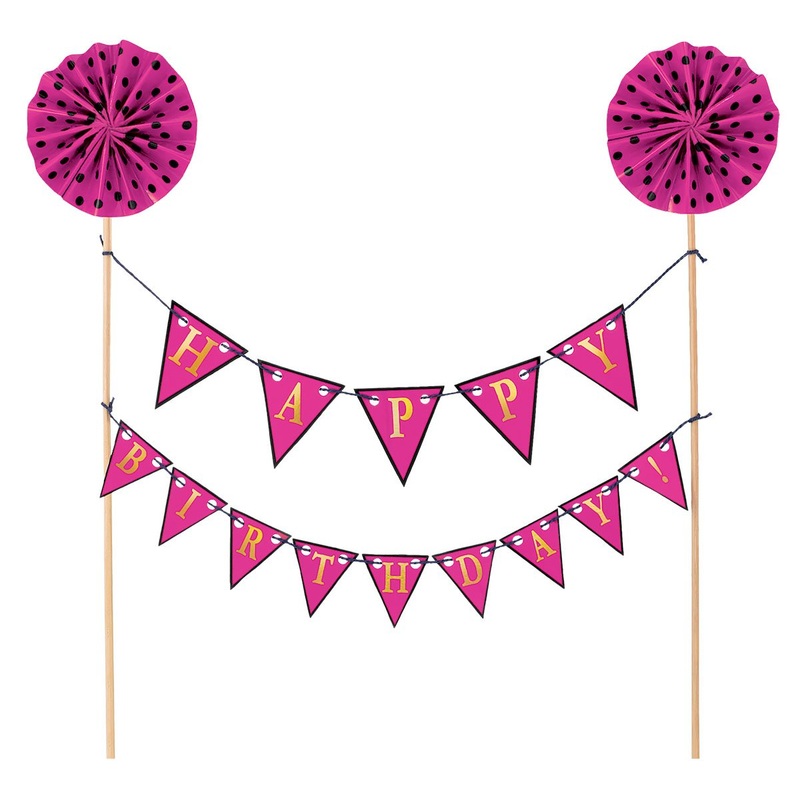 CAKE PICK - Pink wood with Paper