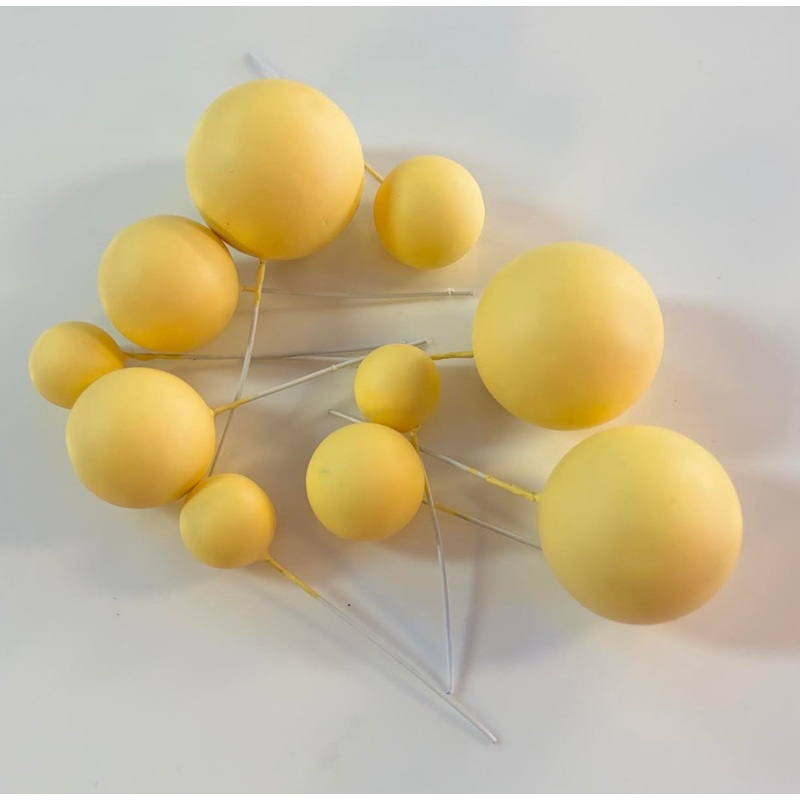 FAUX PASTEL YELLOW BALL CAKE TOPPERS
