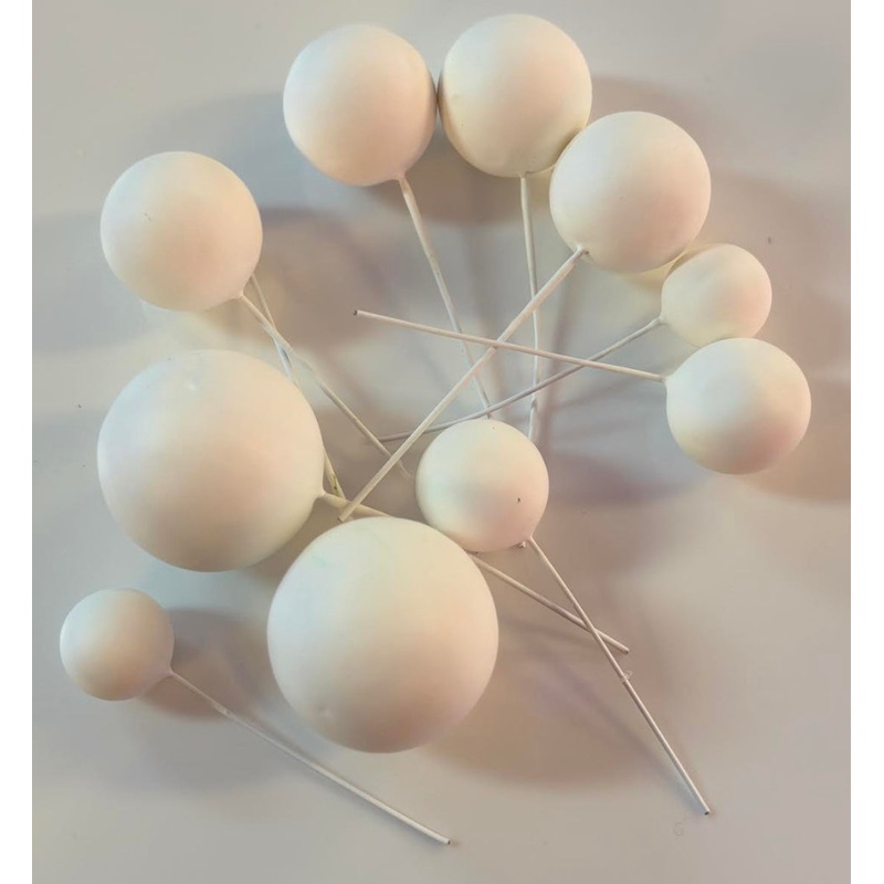 FAUX WHITE BALL CAKE TOPPERS