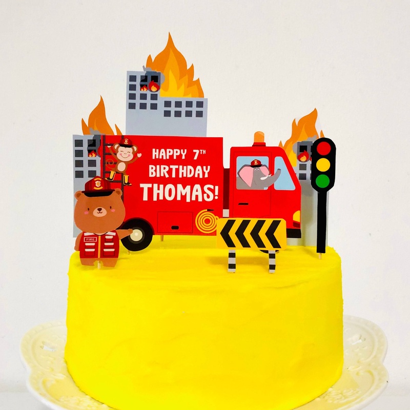Fire Truck Birthday Cake Topper