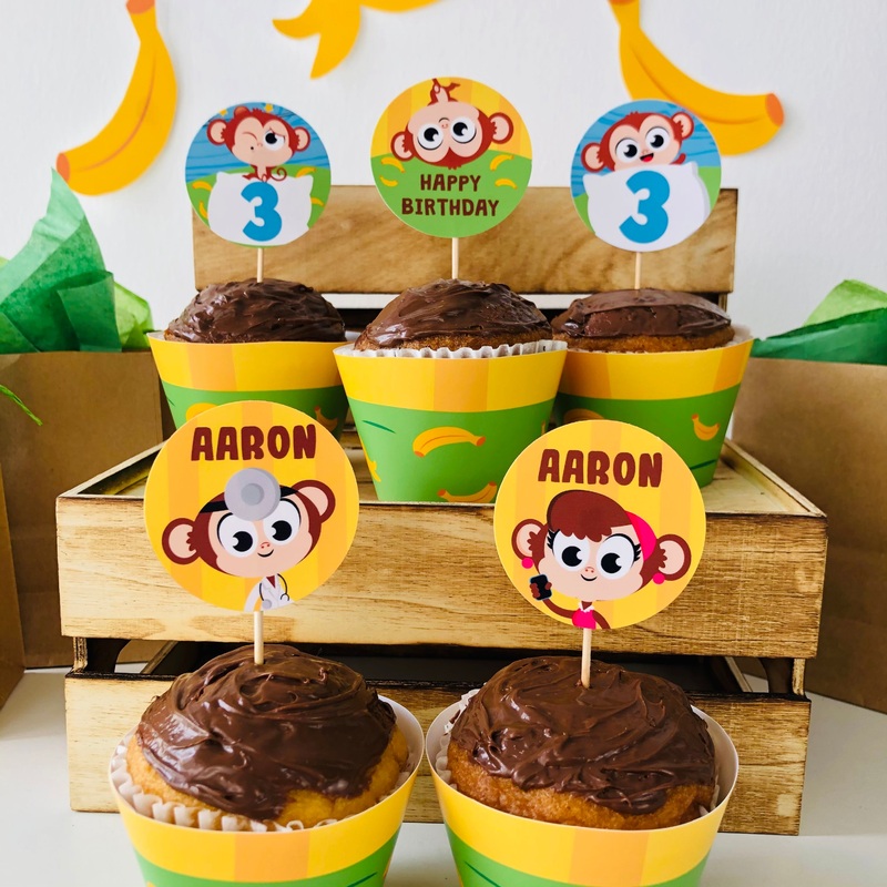 Five Little Monkeys Cupcake Toppers Set