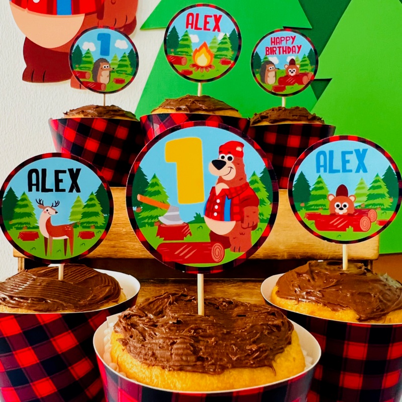 Lumberjack Cupcake Toppers Set