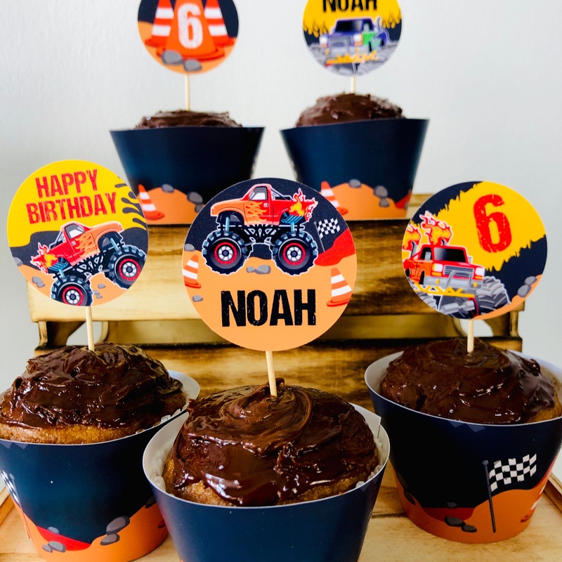 Monster Truck Cupcake Toppers Set