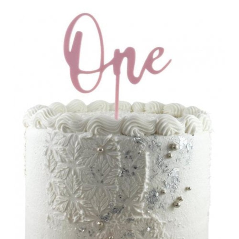 Number 1 Light Pink Acrylic Cake Topper