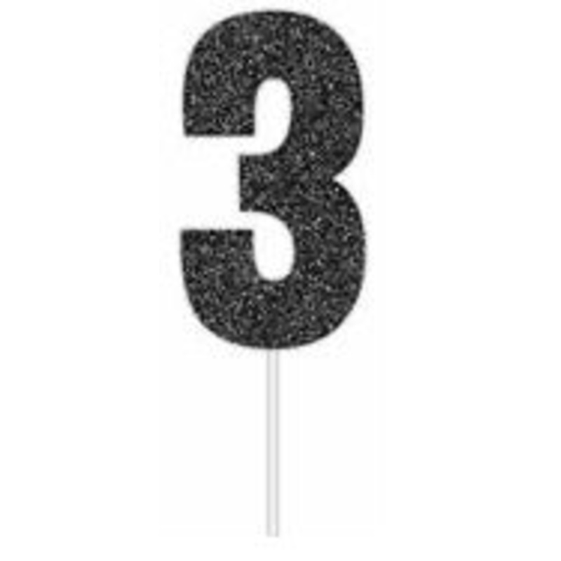 Number 3 Black Cake Topper