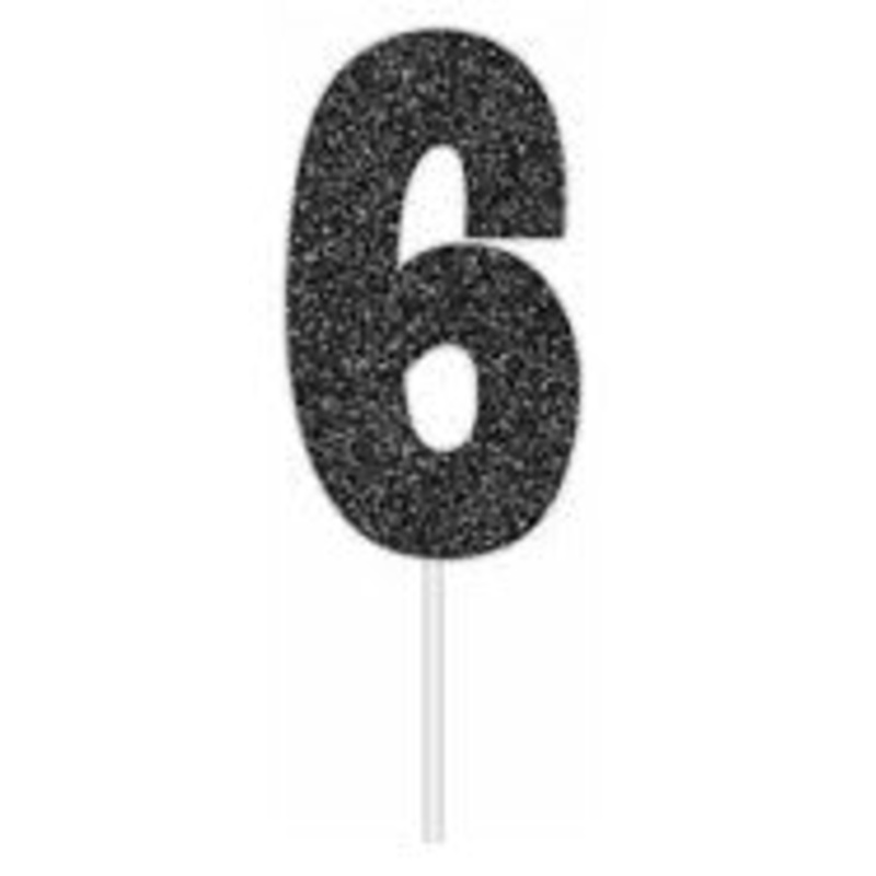 Number 6 Black Cake Topper