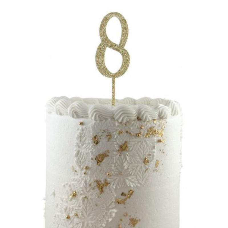 Number 8 Gold Glitter Acrylic Cake Topper