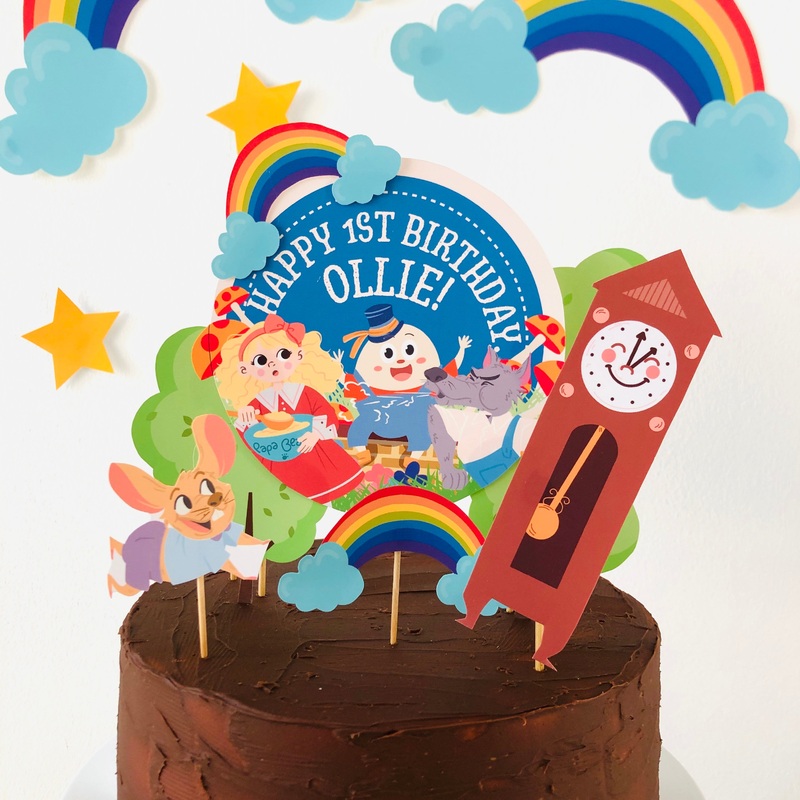 Nursery Rhyme Cake Topper in Blue