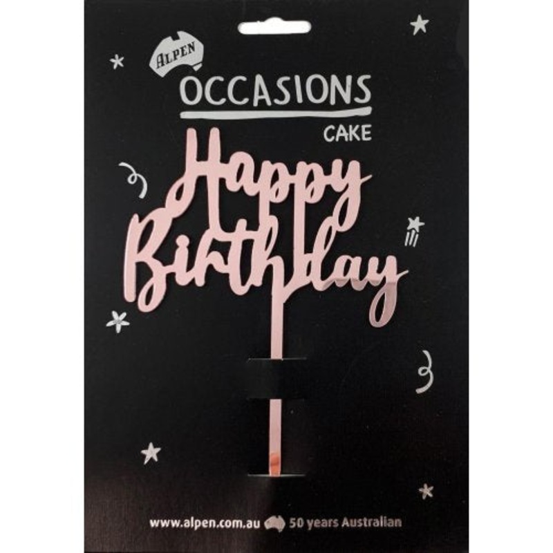Rose Gold Happy Birthday Acrylic Cake Topper