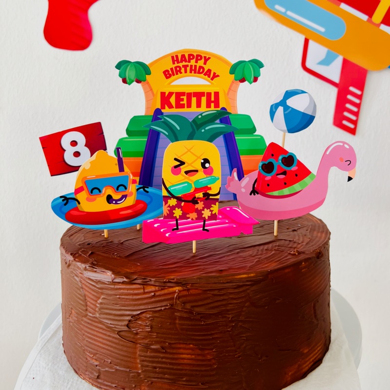 Water Park Birthday Cake Topper