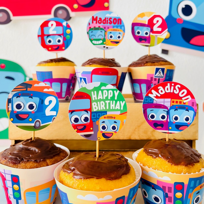 Wheels on the Bus Cupcake Toppers