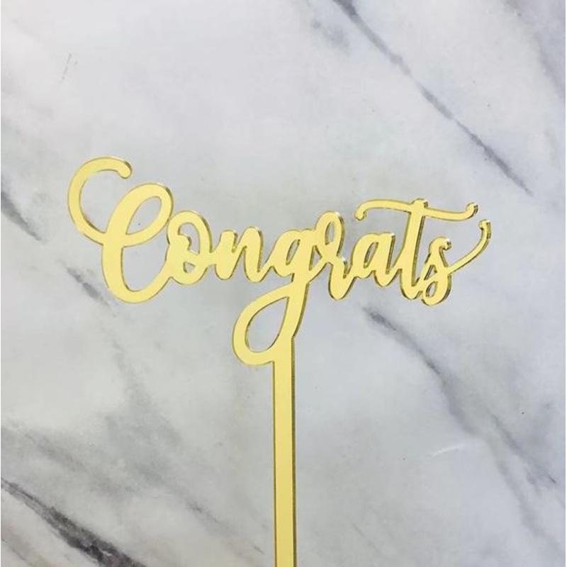 Congrats Gold Acrylic Cake Topper