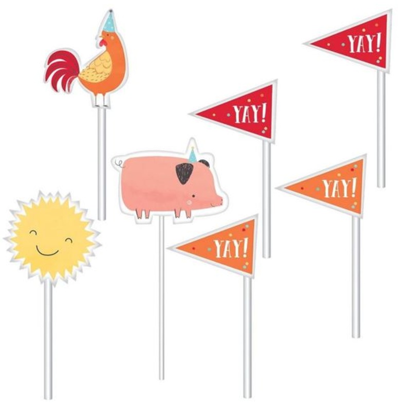 Farm Animals Barnyard Party Cake Toppers Assorted Pack of 12