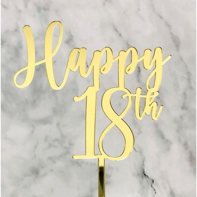 Happy 18Th Gold Acrylic Cake Topper