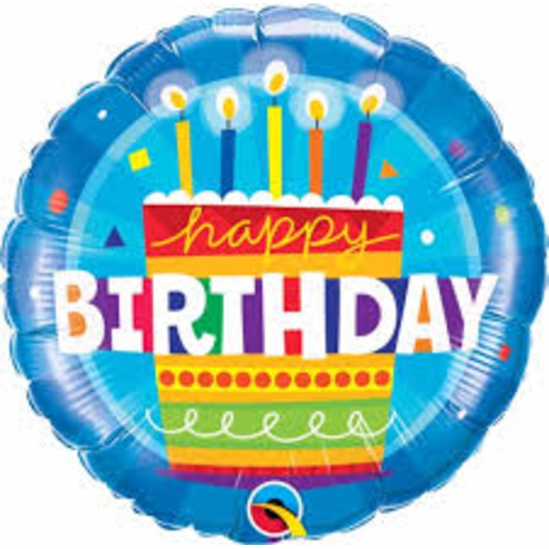 Happy Birthday Blue Cake Foil Balloon 18Inches