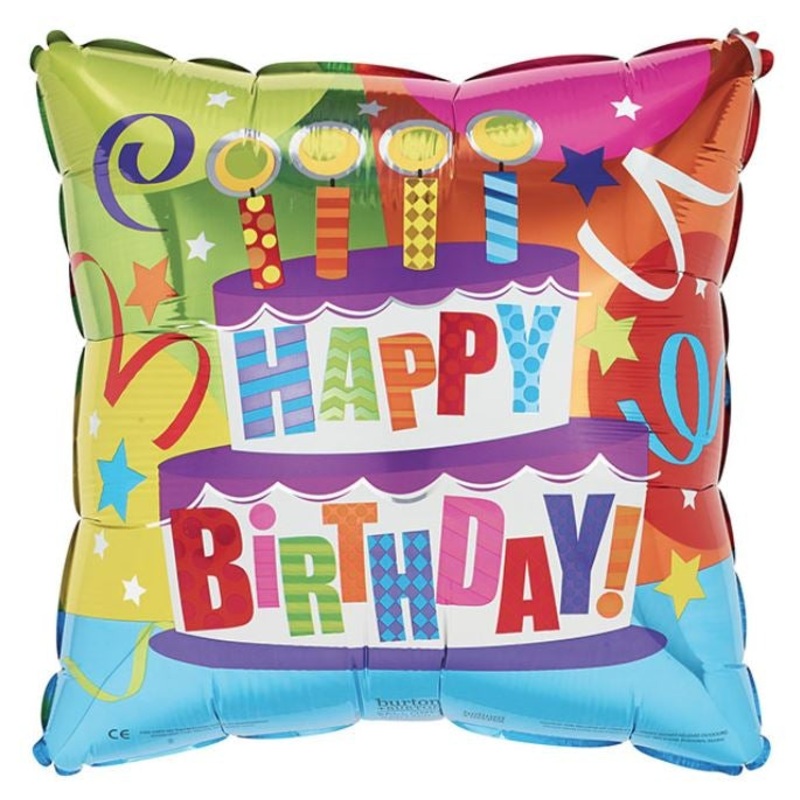 Happy Birthday Cake Square Foil Balloon 17Inches