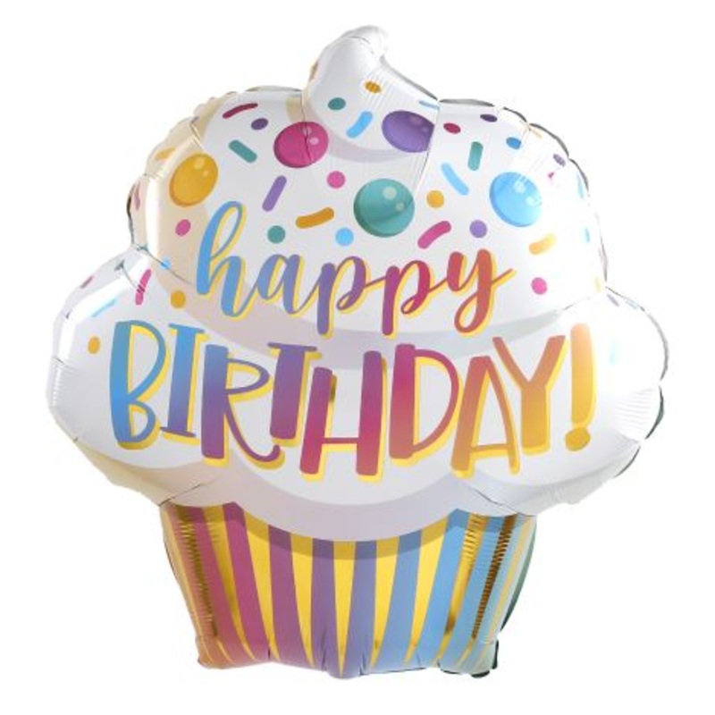 Happy Birthday Ombre Cupcake Foil Balloon 31Inches