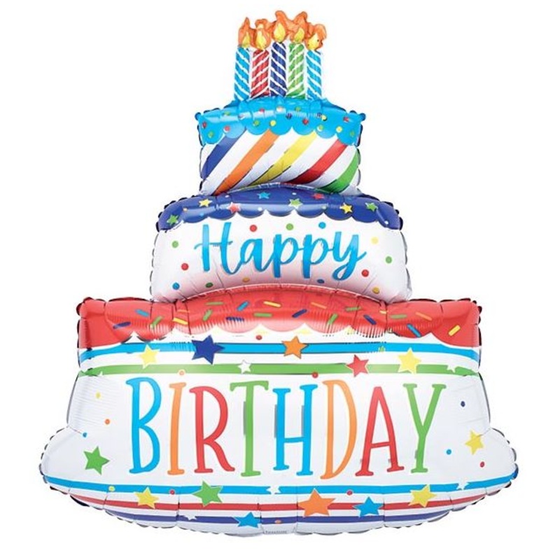 Happy Birthday Triple Layer Cake Foil Balloon 32Inches