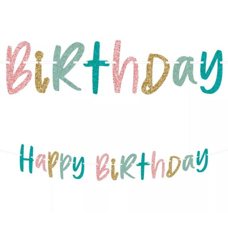 Happy Cake Day Happy Birthday Glitter Letter Banner