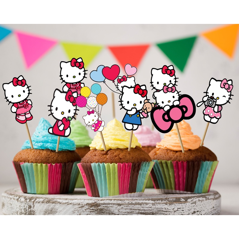 Hello Kitty Theme Cup Cake Topper