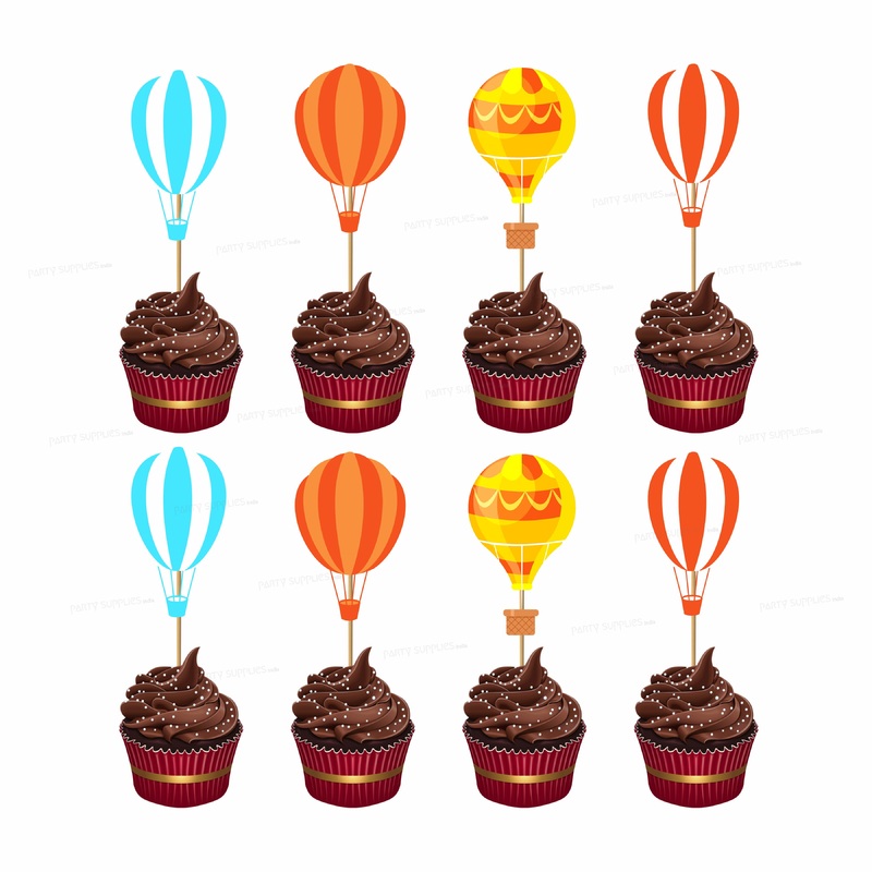 Hot Air Theme Boy Cup Cake Topper