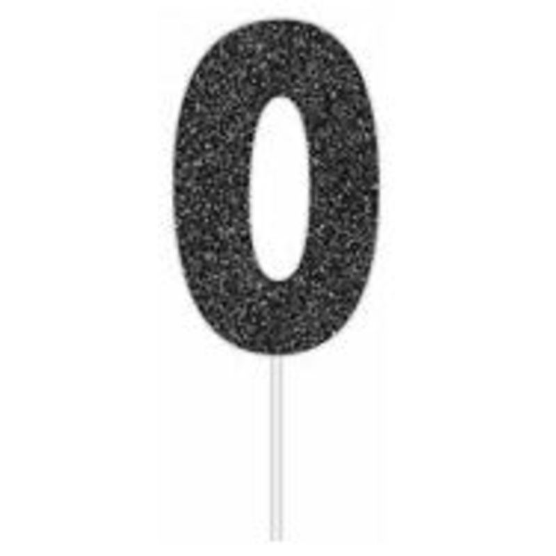 Number 0 Black Cake Topper
