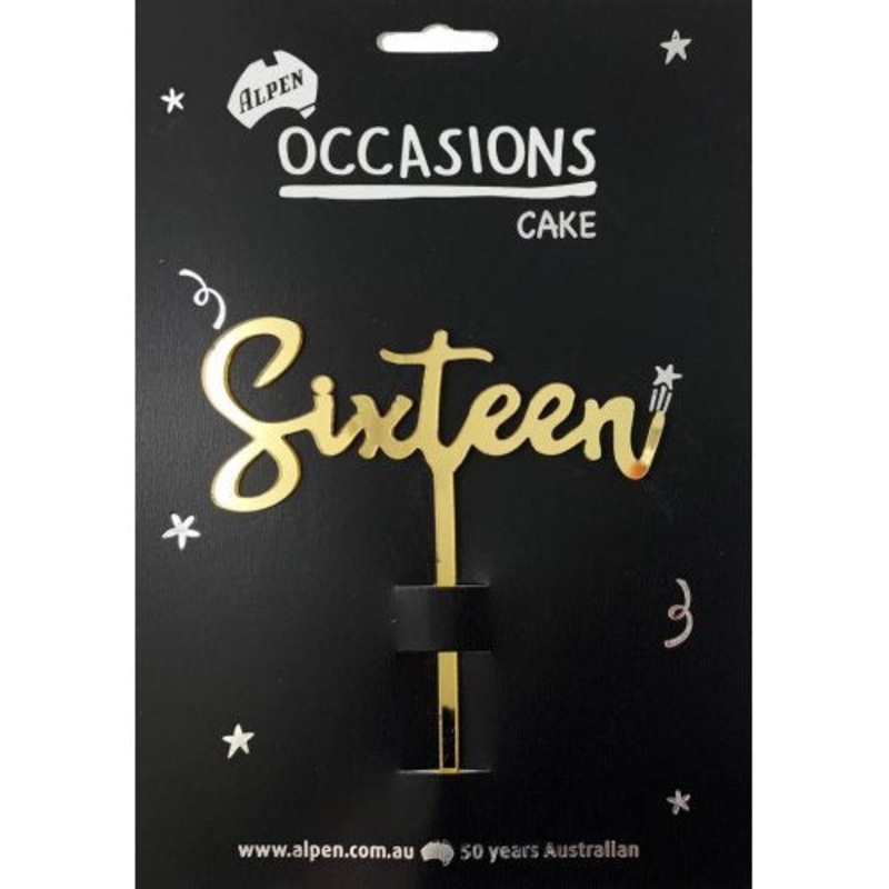 Number 16 Gold Acrylic Cake Topper