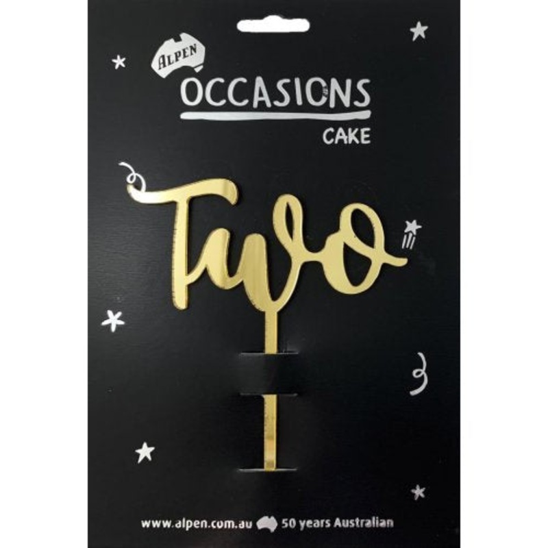 Number 2 Gold Acrylic Cake Topper